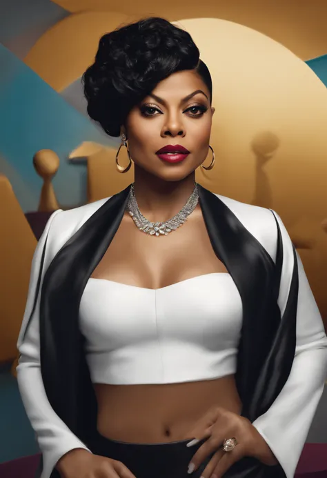 actress Taraji Penda Henson black woman very high resolution, best quality, master part, Very high image quality, ultra detalhado, hiper-realista, ..3d, anime, Illustrations, fantasia,  atriz Taraji Penda Henson mulher negra, uma negra mulher com um colar ...