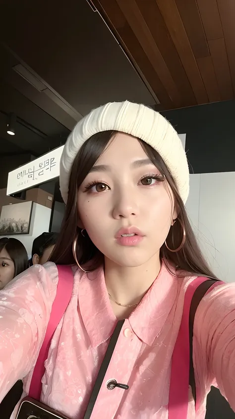 Close up portrait of a person taking a selfie with camera, popular south korean makeup, Popular Korean Makeup, ulzzangs, roseanne park of blackpink, wan adorable korean face, Choi Hong Hwa, beautiful Korean women, Korean Girl, Young adorable Korean face, 8...