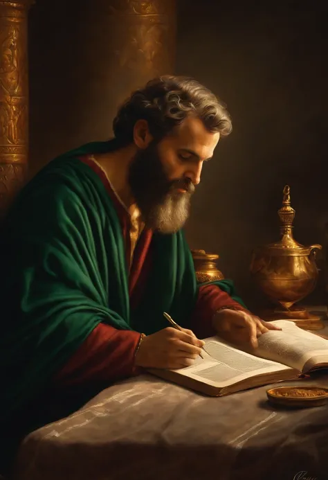 The Apostle Paul writing the Bible 2,000 years ago