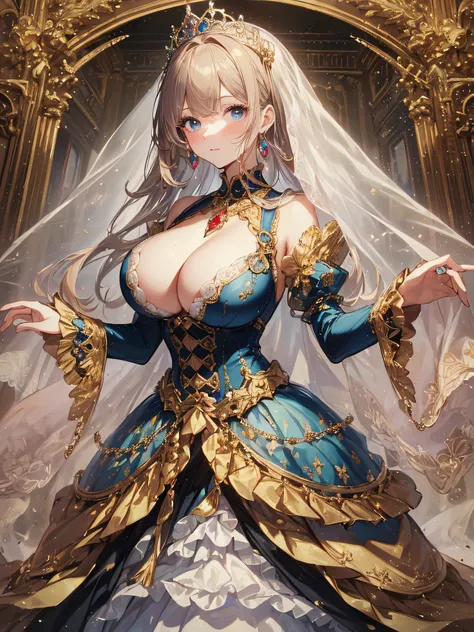 ((anime artstyle)),(Masterpiece),(Best Quality), (Super Detail),((Very Delicate and Beautiful)),1 girl,((full body portrait)),standing in palace of versailles,((solo)),cute,kawaii,digital art,(((1 princess in gorgeous princess rococo ballgown with volumino...