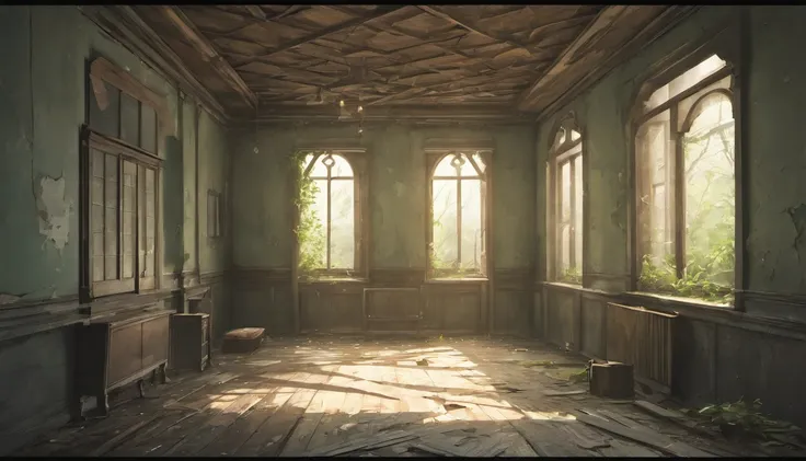 best quality,4k,8k,highres,masterpiece:1.2,ultra-detailed,realistic,photorealistic:1.37,old and abandoned house,dark and eerie atmosphere,dilapidated walls and roof,broken windows and doors,overgrown with vines and ivy,moss-covered walls and floor,dust and...