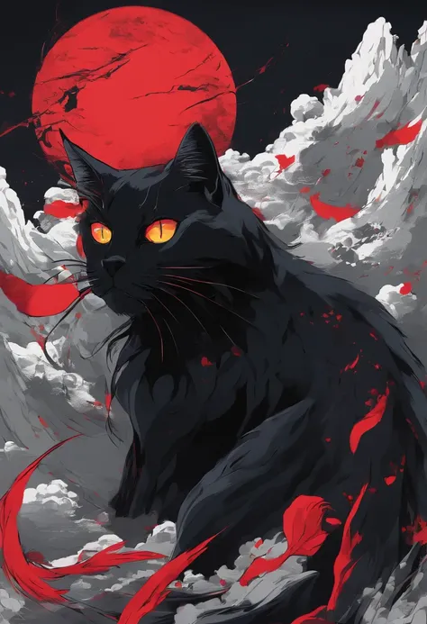 (best quality,4k,8k,highres,masterpiece:1.2),ultra-detailed,black cat,red horns,sharp focus,vivid colors,devilish atmosphere,concept art,contrast lighting