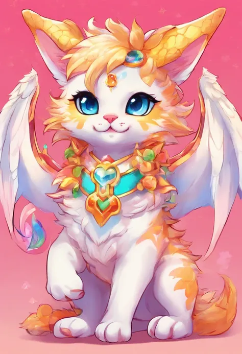 a dragon-cat-wolf-demon-angel hybrid baby potrait