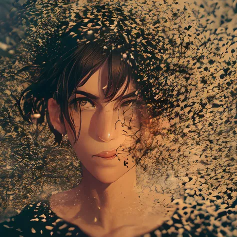 disintegrate, disintegration, burn, turn into dust, masterpiece,best quality,highly detailed,masterpiece, 1girl, human, hair, hand, eyes, fire, flame, sparks, fire sparks, turn into ashes, disintegration adobe effect, dust, blast, explosion, human burn lik...