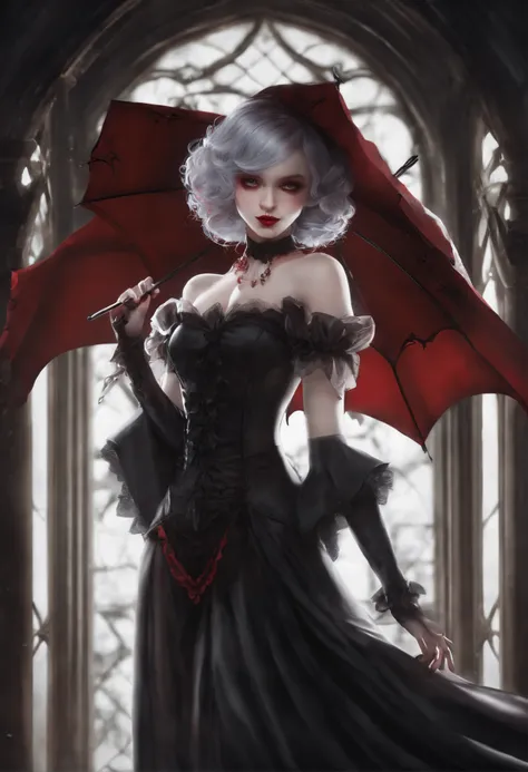 A beautiful masterpiece with the best quality featuring a solo girl. The girl, named Remilia Scarlet, is the focus of the artwork. Her face is extremely detailed, with beautiful and detailed eyes, lips, and face. The artwork portrays her in a gothic style,...