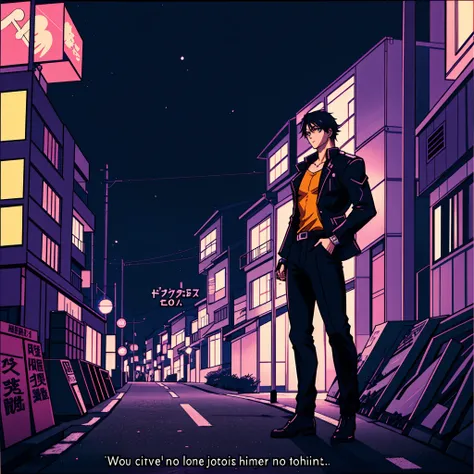 sexy anime characters standing on a city street with neon lights, badass anime 8 k, anime estilo jojo, dois homens bonitos do an...