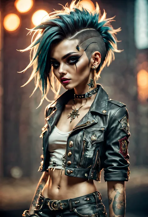 Grunge style masterpiece, best quality, cinematic lighting, natural shadow ,highest detail, detailed background, depth of field, insane details, subsurface scattering, dynamic angle, girl, high-fashion style, designer clothing, runway-inspired looks, luxur...