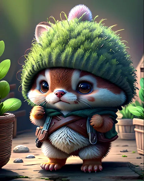 Top image quality、"Create cute creature masterpieces with inspired ultra-detailed concept art. Let your imagination come alive", （Tasmanian devil）, high detailing, in 8K、Top image quality、Dressed as a hunter in medieval Europe、Carrying a longsword on your ...