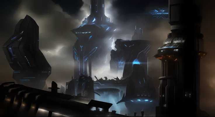 there is a picture of a futuristic city with a clock tower, scifi setting, sci fi setting, in fantasy sci - fi city, sci - fi setting, sci-fi setting, cyberpunk space colony, concept art, concept art, future concept art, futuristic setting, ancient sci - f...