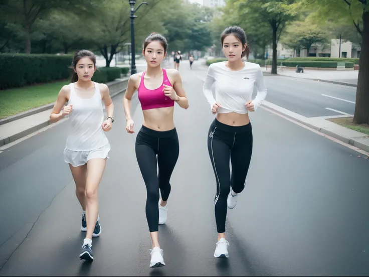 Beautuful Women、18year old 、body shot、Jogging、perspiring