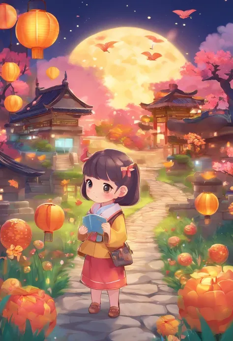 Mid-Autumn Night，Mid-Autumn Festival，themoon，rays of moonlight，high qulity，autumn scenery，Chinese atmosphere