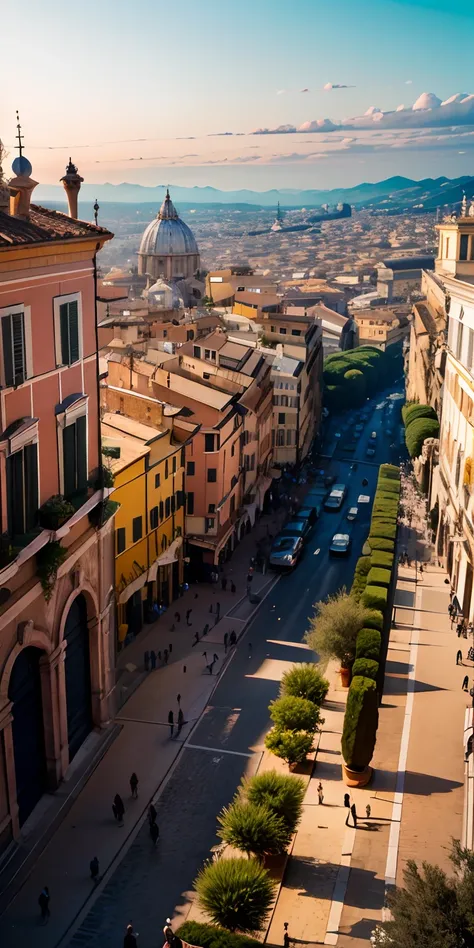 realisticlying、rome, Italy、View from a small hill of the cityscape