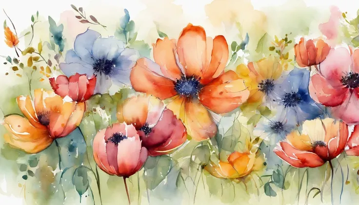 Colorful flowers，The lines contain beautiful lines, Natural curves, Sophisticated silhouette