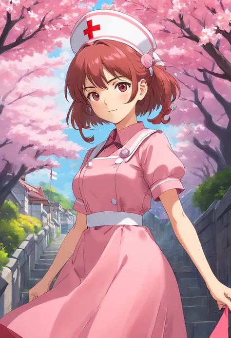 sakura anime style in sensula nurse costume