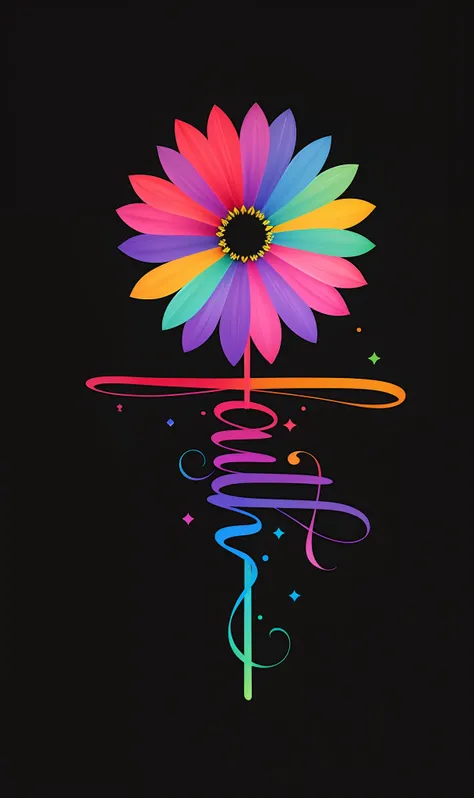 brightly colored flowers，It says the word love, rainbow gradient bloom, Full-color digital art, colorful digital painting, multicolored vector art, full color digital illustration, Colorful picture, digital art illustration, vibrant digital painting, beaut...