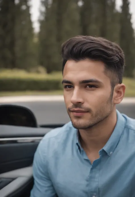 arafed man in a blue shirt sitting in a car, andres rios, headshot profile picture, professional profile picture, christian orrillo, 2 7 years old, 2 8 years old, profile picture, khyzyl saleem, 2 9 years old, professional picture, taken in the early 2020s...