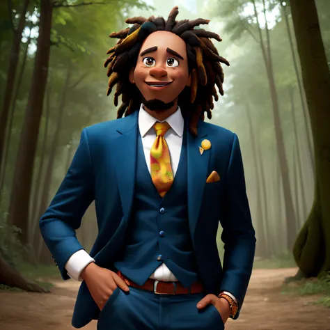 rastaman cartoon character, disney pixar style