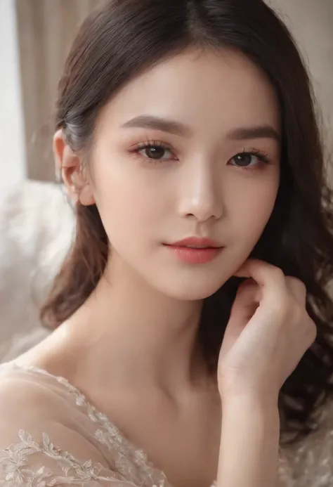 1girll,（enchanced quality：1.4），（Top quality true texture skin), Delicate face,Black hair, Gradient hair, Petite body,（perfect bodies：1.1）, There are precious stones on the forehead, rimless eyewears, Sparkling pupils，long eyelasher,grin, hyper photorealism...