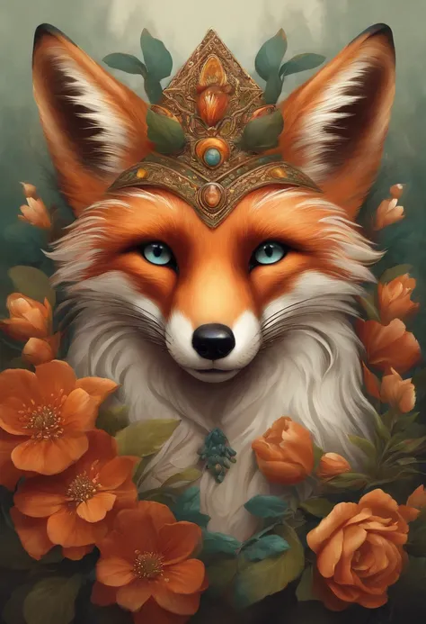 Fox anthropomorphic archaic flower