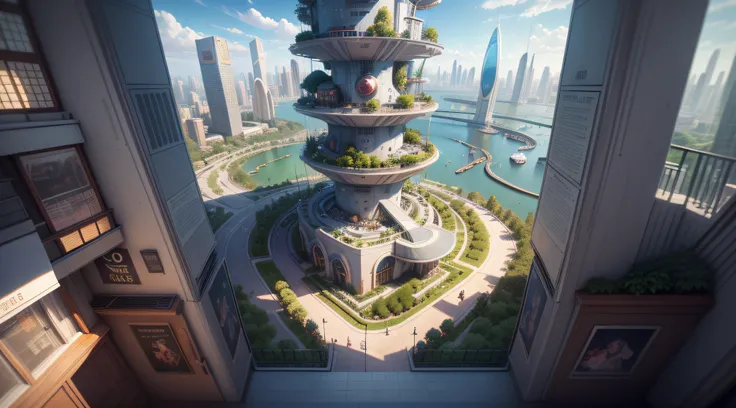 (top-quality,tmasterpiece,超A high resolution８K),(cyber punk perssonage,Cidade futuristica),(Dream, sfv),(epcot),(skyscrapper),{The Chinese courtyard blends with futuristic architecture}