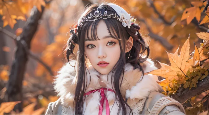 32K（tmasterpiece，k hd，hyper HD，32K）Long flowing black hair，Yellowstone，Love Girl ，Flame protector（realisticlying：1.4），Python pattern robe，Purple-pink tiara，The leaves flutter，The canyon background is pure，Hold your head high，Be proud，The nostrils look at p...