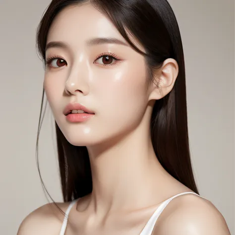 featuring confident and radiant women、generate ai art inspired by korean cosmetics advertising。displayed up to chest level、her p...