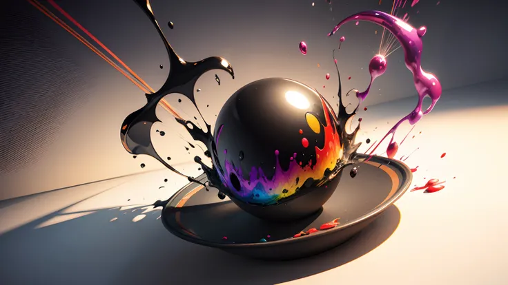 ((Ray tracing)),colorful 3d abstract ink splash, no background