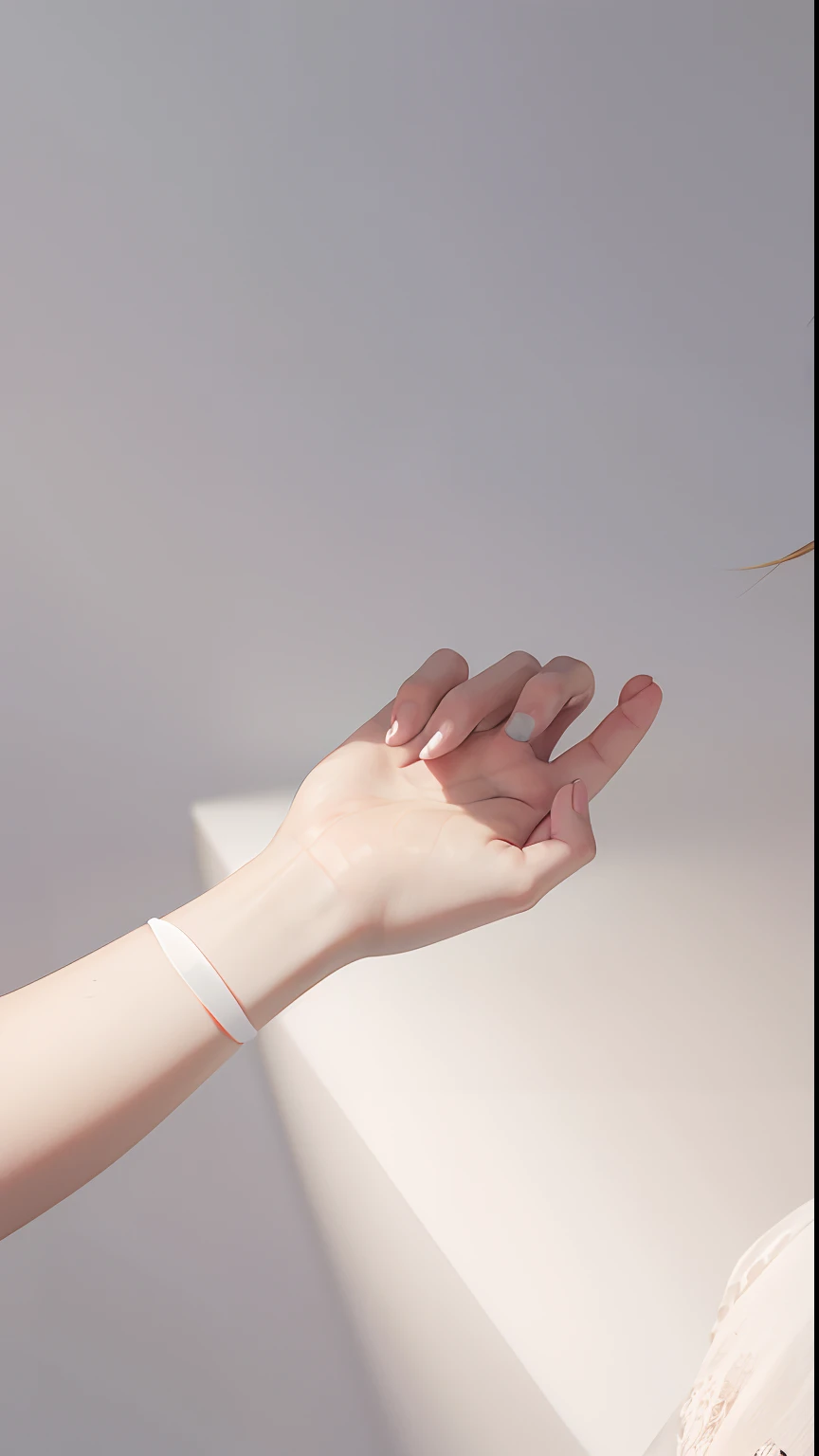 Young womans hands in a pure white space,without background,no human figures,Realistic as a photo,Precise and accurate finger depiction,