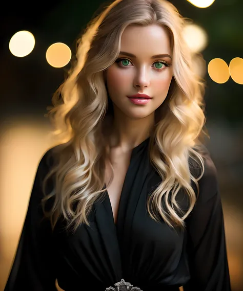 blonde woman with light green eyes and a black dress posing for a picture, beautiful blonde girl, beautiful blonde woman, blonde beautiful young woman, blonde woman, digital art of an elegant, beautiful model girl, realistic digital painting, 8k artgerm bo...