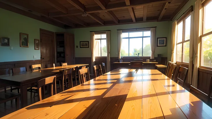 A glass of green liquid, a wooden table, sunlight