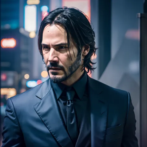 arafed man in a suit and tie looking at the camera, portrait of john wick, in the john wick movie, from the new john wick movie, john wick, keanu reeves as wolverine, portrait of keanu reeves, keanu reeves as geralt of rivia, keanu reeves, keanu reeves as ...