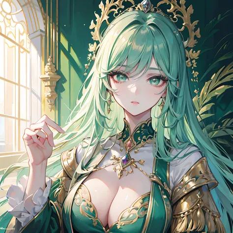 (regal:1.1,transgender:1.1,Capricorn:1.1,green aura) portrait, oil painting, high-res, ultra-detailed, realistic, beautiful detailed eyes, beautiful detailed lips, extremely detailed face, long eyelashes, regal expression, majestic, confident, fashionable ...