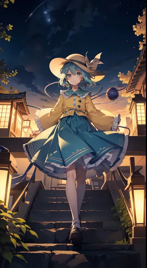 1 person Komeiji Koishi Sky hat standing looking into the camera night