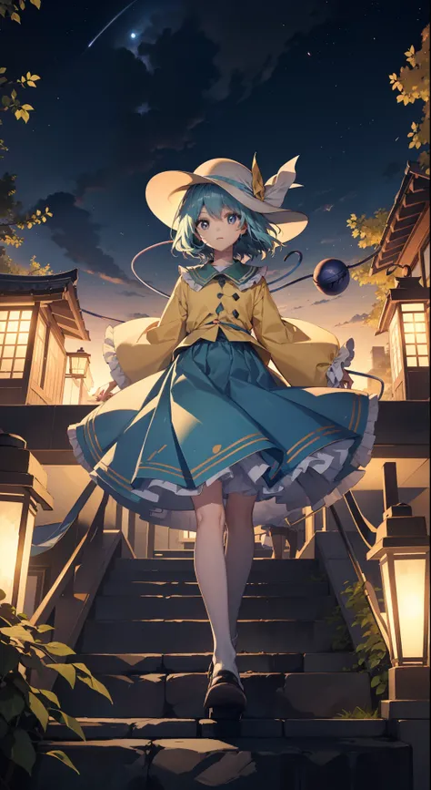 1 person Komeiji Koishi Sky hat standing looking into the camera night