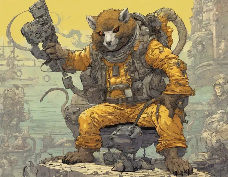 comics LEMUr, by Katsuya Terada, HD, manga, toon avatar,LEMUR, Katsuya Terada STYLE, POKEMON STYLE, LEMUR, YELLOW EYE, SNAKE skin ARMOR, SCALEs,LEMUR,  YELLOW EYES, muppet, simple, stialized, chubby, , manga, contrast, poce, full body, dynamic poce, mileta...