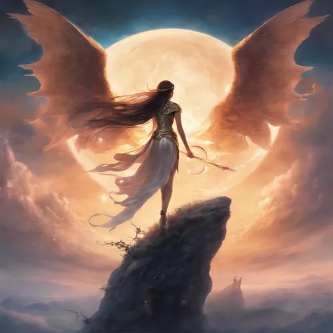 ((best quality)), ((masterpiece)), (detailed), alluring succubus, ethereal beauty, perched on a cloud, (fantasy illustration:1.3), enchanting gaze, captivating pose, delicate wings, otherworldly charm, mystical sky, (Luis Royo:1.2), (Yoshitaka Amano:1.1), ...