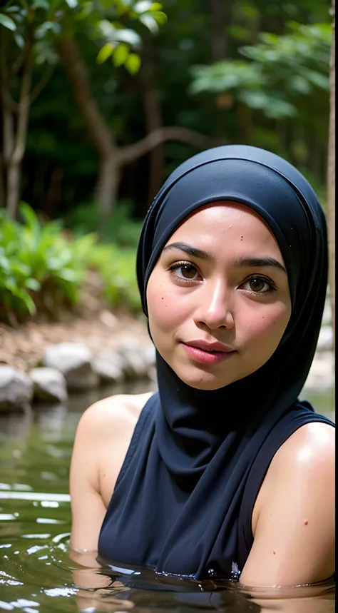 (2 young malay girls:1.3), malay face,(naked:1.3), (hijab:1.4), beautiful breasts, (details of a very beautiful face), wear past...