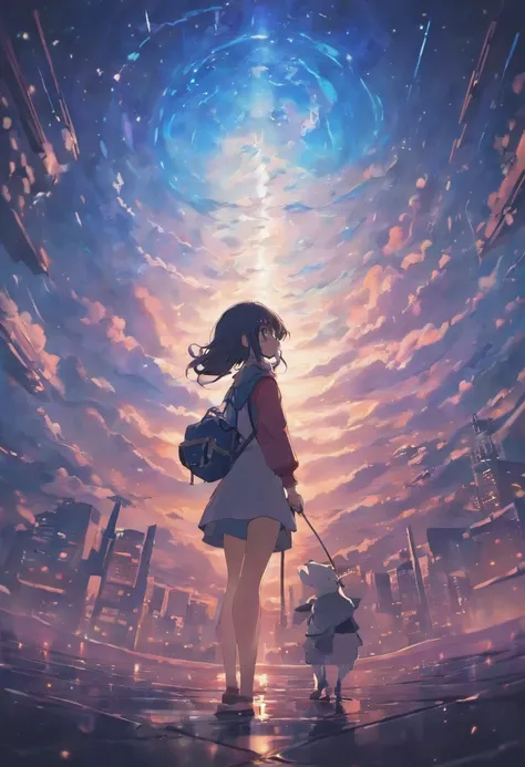 A large whale in the sky before the full moon，Makoto Shinkai Cyril Rolando, Anime art wallpaper 4k, Anime art wallpaper 4 K, Anime art wallpaper 8 K, Cosmos Sky. By Makoto Shinkai, Inspired by Cyril Rolando, in the style dan mumford artwork, Amazing wallpa...