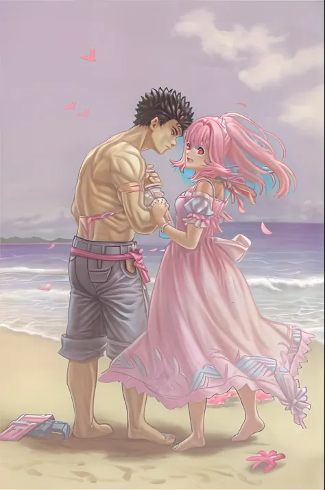 riamu,guts,couple,husband and wife,riamu ,love dovey couple,playng in beach