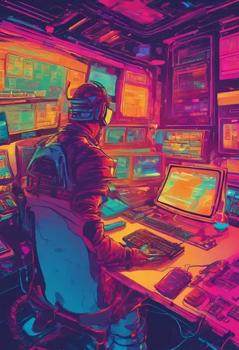 a marketer working on a computer in space