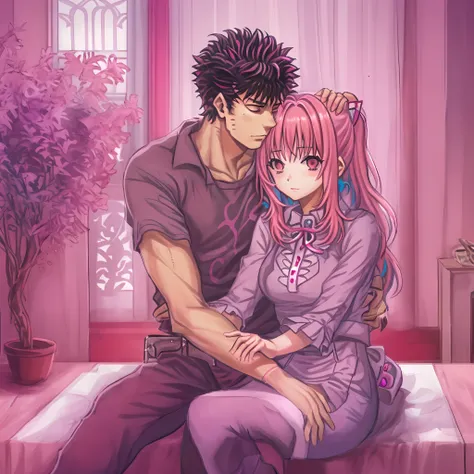 riamu,guts,couple,husband and wife,riamu ,love dovey couple,, sitting, hug