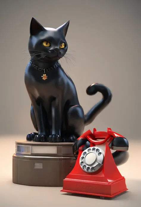 a black cat holding a phone