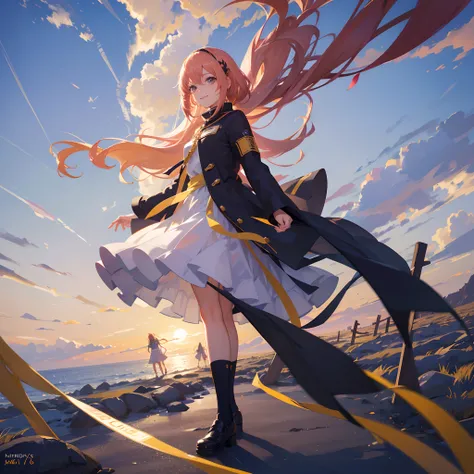 Megurine luka , 1 girl , Colegiala , beautiful little girl, vocaloid, 16 year old , Caminando entre cerezos , Clothes and hair moving in the wind  , proporciones corporales correctas , hermosa sonrisa , calidad de imagen ultra 8k , obra maestra , detalles ...