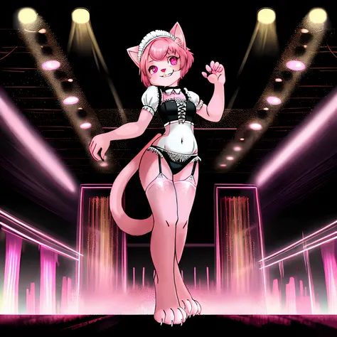 downy furry,Little girl,loli,PINK hair,short hair ,PINK CATt eye, pink downy furry skin,PINK CAT ears, pink furry hand,PINK CAT tail,a strip of furry cat tail,furry CAT legs,furry CAT foot,furry face, furry torso,furry navel,furry lips,furry cat mouth,good...