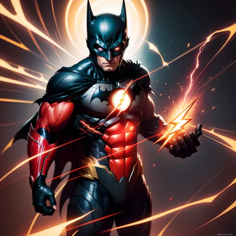 Fusion of Batman and Flash, novo personagem, detalhado, cinema, 8k