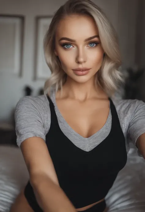 woman with matching tank top and panties, Sexy girl with blue eyes, portrait sophie mudd, portrait corinna kopf, blonde hair and large eyes, Selfie einer jungen Frau, Augen im Schlafzimmer, Violet Myers, ohne Make-up, Natural makeup, Blick direkt in die Ka...