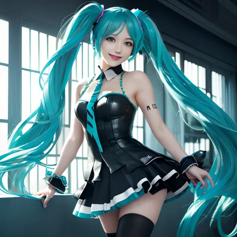 (one lady)、(masterpiece)、(best qualtiy)、(ultra - detailed)、(a high chroma), vocaloid、((miku hatsune))、(fine and beautiful eyes)、...