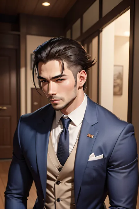 Men with thinning hair　asian human　Refreshingly handsome man　Suits