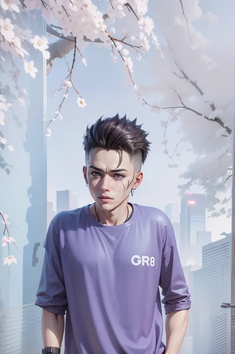 Change background cyberpunk boy realistic face anime, 8k , ultra realistic