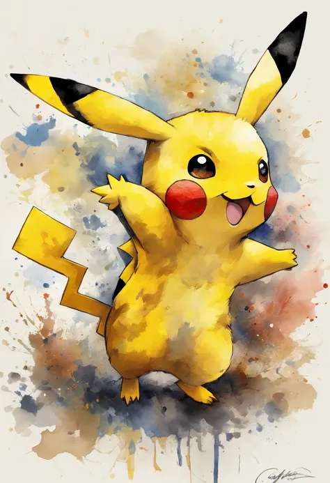 Pikachu written by Van Gogh::styles Pointillism styles、Its sir-like々Its made of big and small things.、Clear colored dots、Highly detailed ::n_Style Anime、Photorealsitic、Deformed、glitched、highcontrast、noisy ::Seed 1